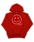 Smiley Face With Buffalo Wordmark Red Hoodie
