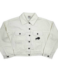 Women's Buffalo Bills Oversized Cropped White Denim Jacket
