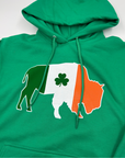 Buffalo With Irish Flag and Clover Green Hoodie