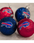 Buffalo Bills 4 Pack Red & Blue Glitter Ball Ornaments
