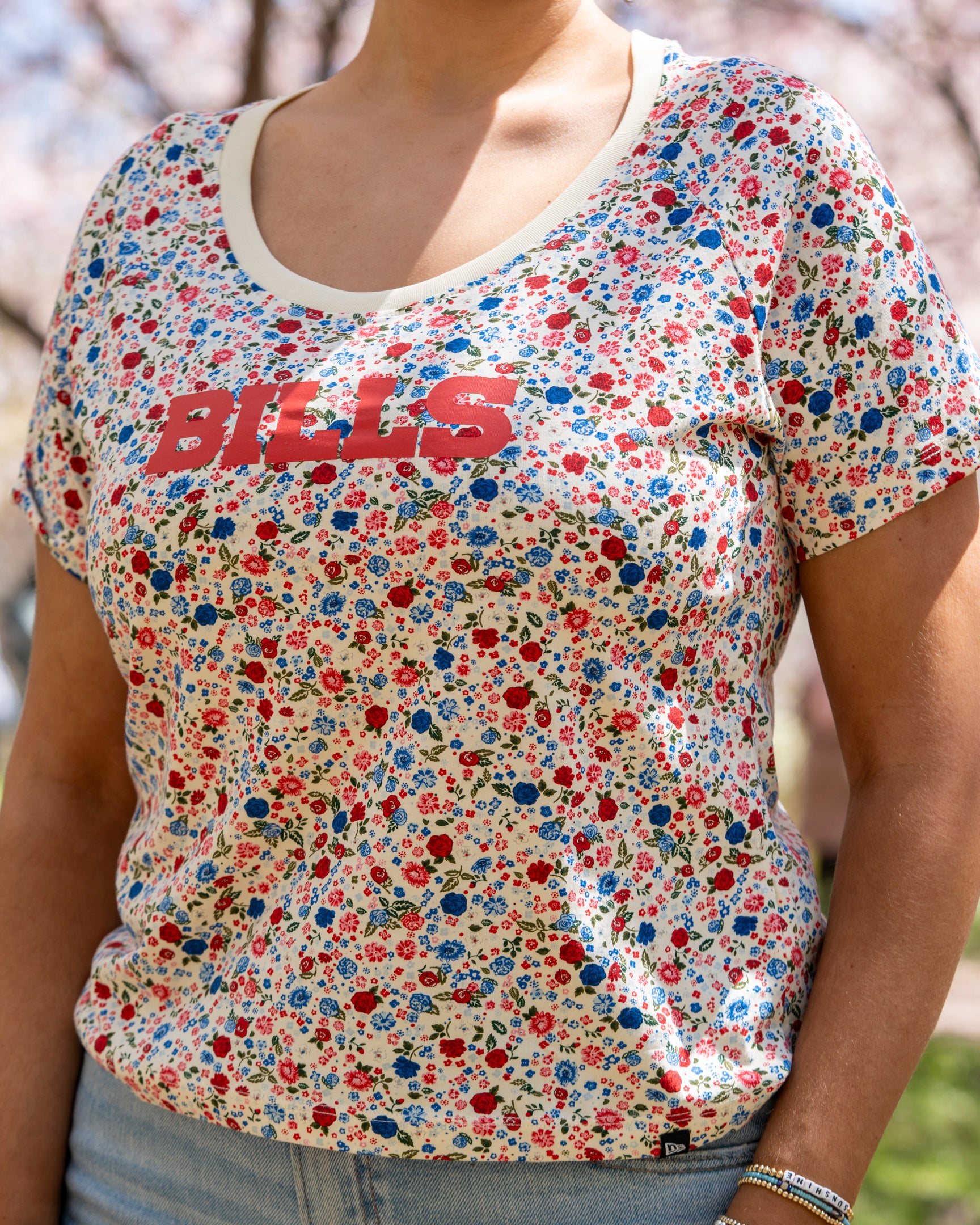 Women's New Era Buffalo Bills Floral Cropped T-Shirt