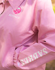 Women's New Era Sabres Pink Cropped Lightweight Button Jacket