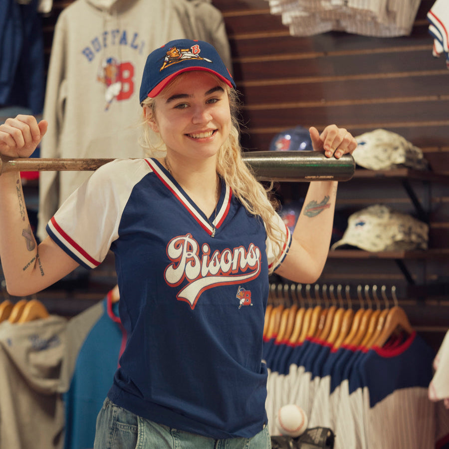 Women's New Era Buffalo Bisons Navy & White V-Neck | The BFLO Store