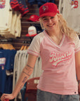 Women's New Era Buffalo Bisons Glitter Pink & White V-Neck