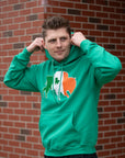 Buffalo With Irish Flag and Clover Green Hoodie