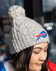 Women’s New Era Bills Gray Shimmer Knit Pom