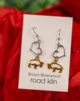 Sterling Silver Heart With Gold Buffalo Earrings