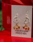 Sterling Silver Heart With Gold Buffalo Earrings