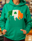 Buffalo With Irish Flag and Clover Green Hoodie