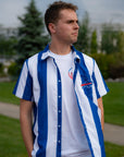 Buffalo Bills Royal & White Nautical Stripe Button Up