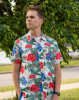 Buffalo Bills Primary Logo Floral Hibiscus Button Up