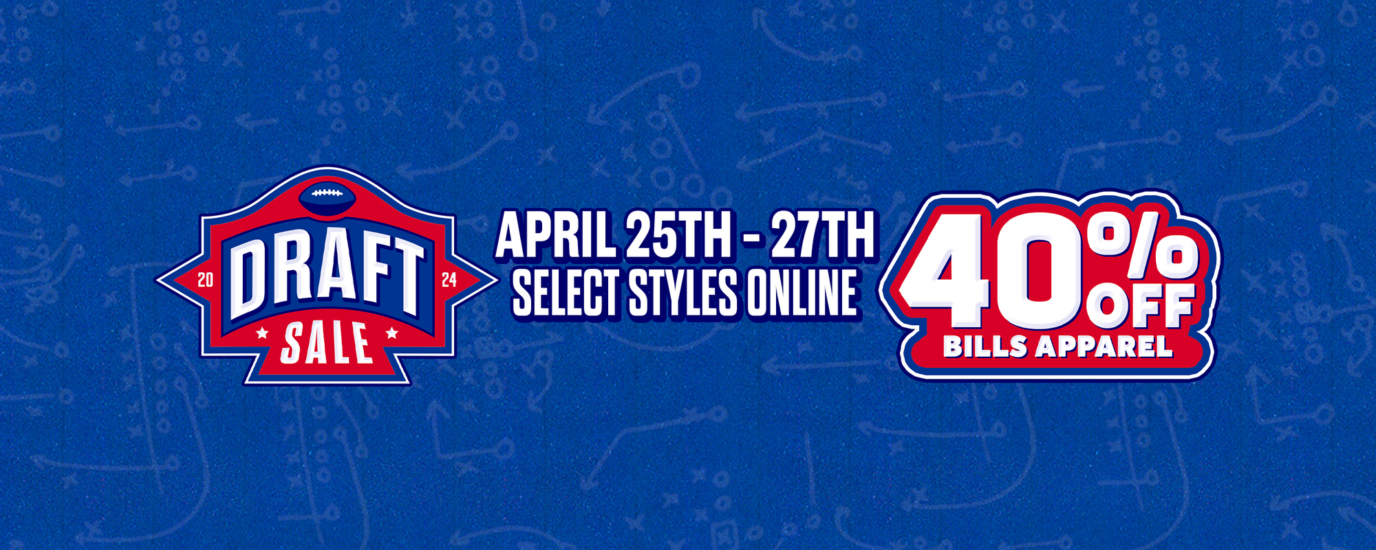 draft sale april 25-27 select styles online 40% off bills apparel