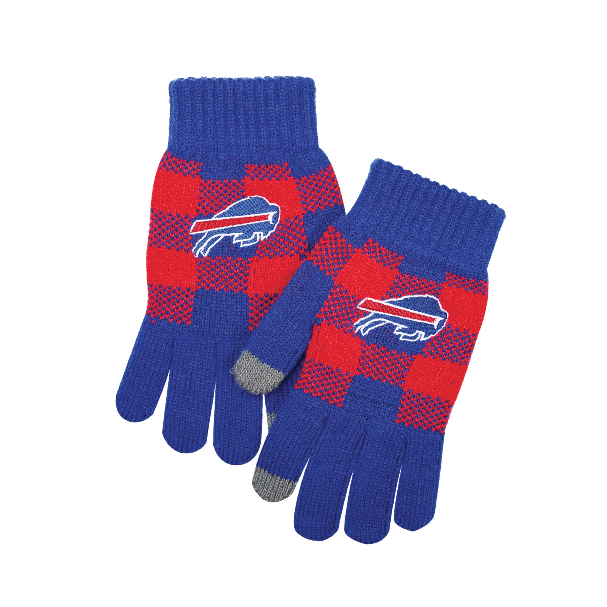 Buffalo Bills Blue &amp; Red Plaid Knit Texting Gloves