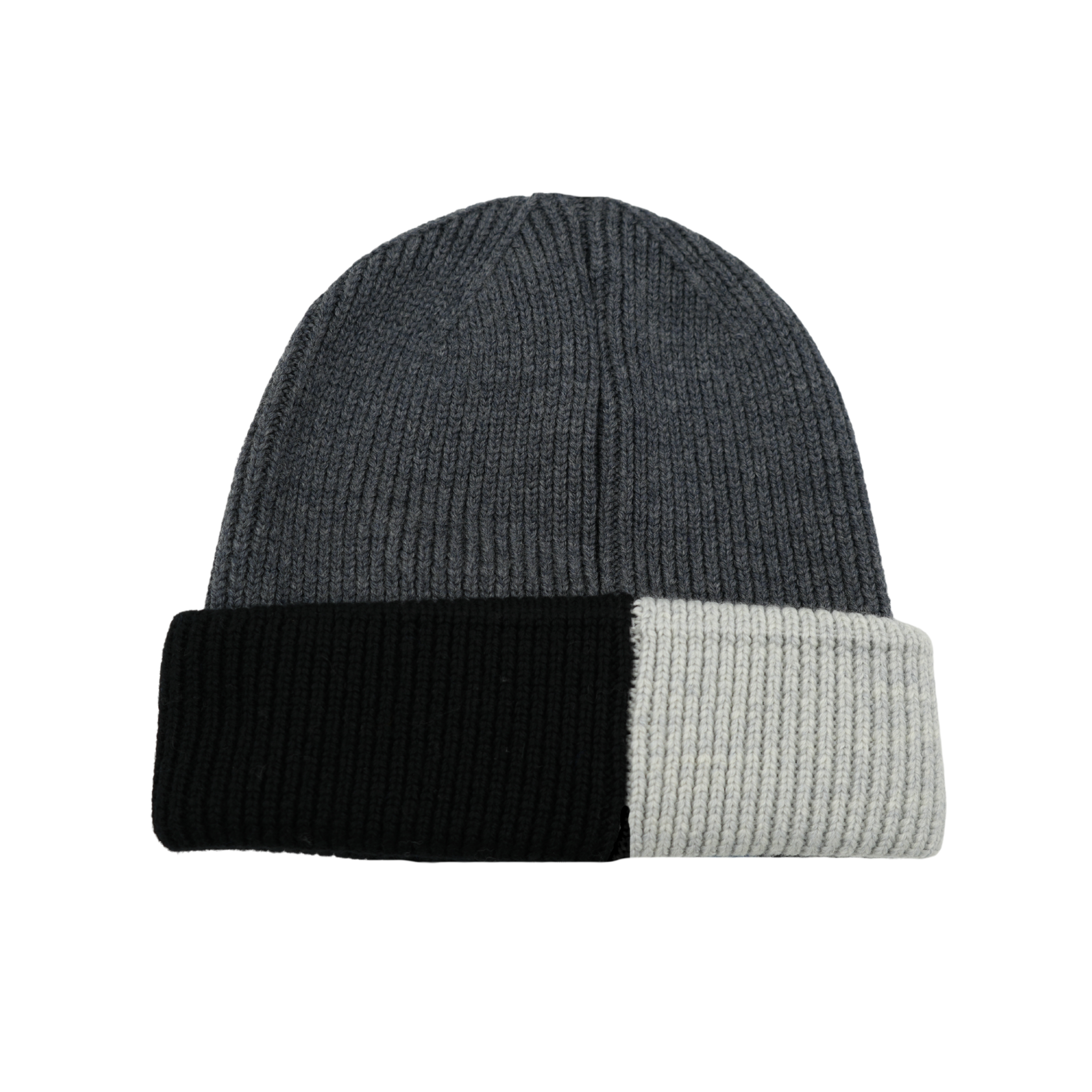 LDT Beanie CASHMERE COTTON Blend Colorblock NWOT Black Gray  display picture 2