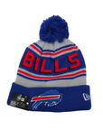 New Era Buffalo Bills Gray With Blue & Red Stripes Knit Pom
