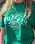 Buffalo With Irish Iron Works Design Kelly Green T-Shirt