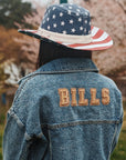 Women's Buffalo Bills Oversized Cropped Denim Jacket