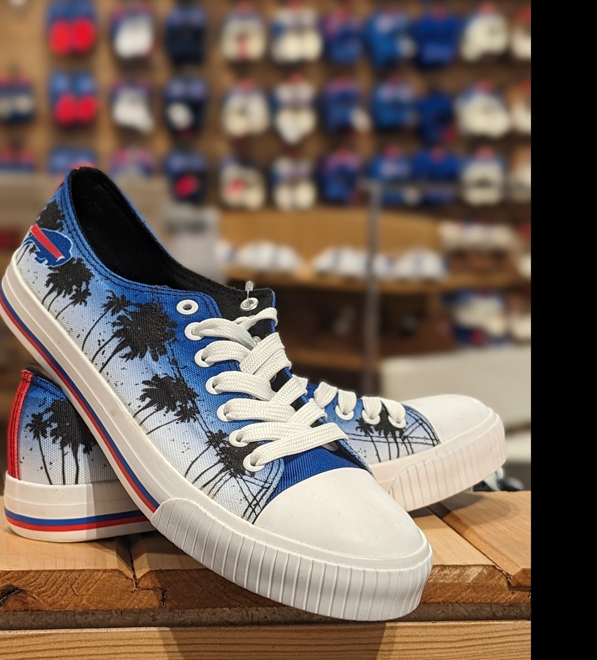 Buffalo Bills Sunset &amp; Palm Trees Low Top Canvas Sneakers