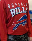 Buffalo Bills Wordmark With Big Logo Red Rash Guard Long Sleeve Shirt