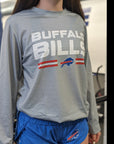 Buffalo Bills Wordmark With Logo Ash Gray Rash Guard Long Sleeve Shirt