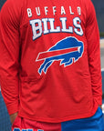 Buffalo Bills Wordmark With Big Logo Red Rash Guard Long Sleeve Shirt