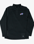 Black MSX by Michael Strahan Buffalo Bills quarter-zip pullover featuring a charging buffalo logo on the left chest, stand-up collar, and zippered side pocket.