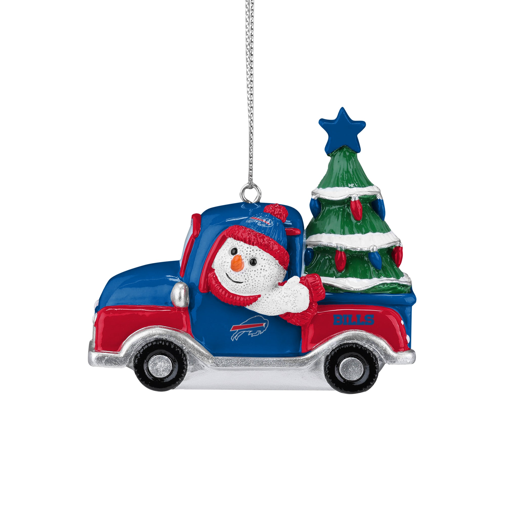 Buffalo Bills Snowman Riding In Truck Ornament