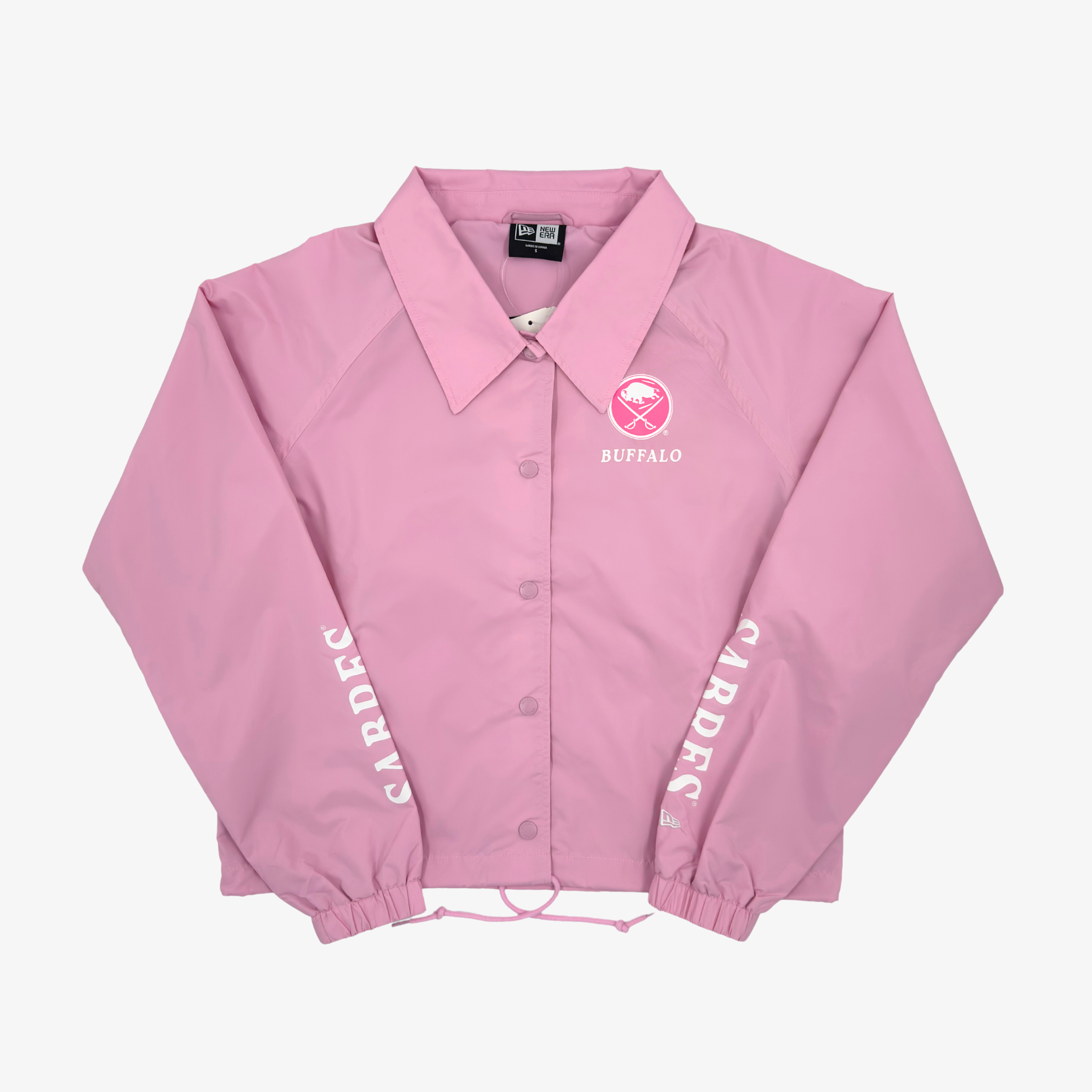 Women's New Era Sabres Pink Cropped Lightweight Jacket | The BFLO