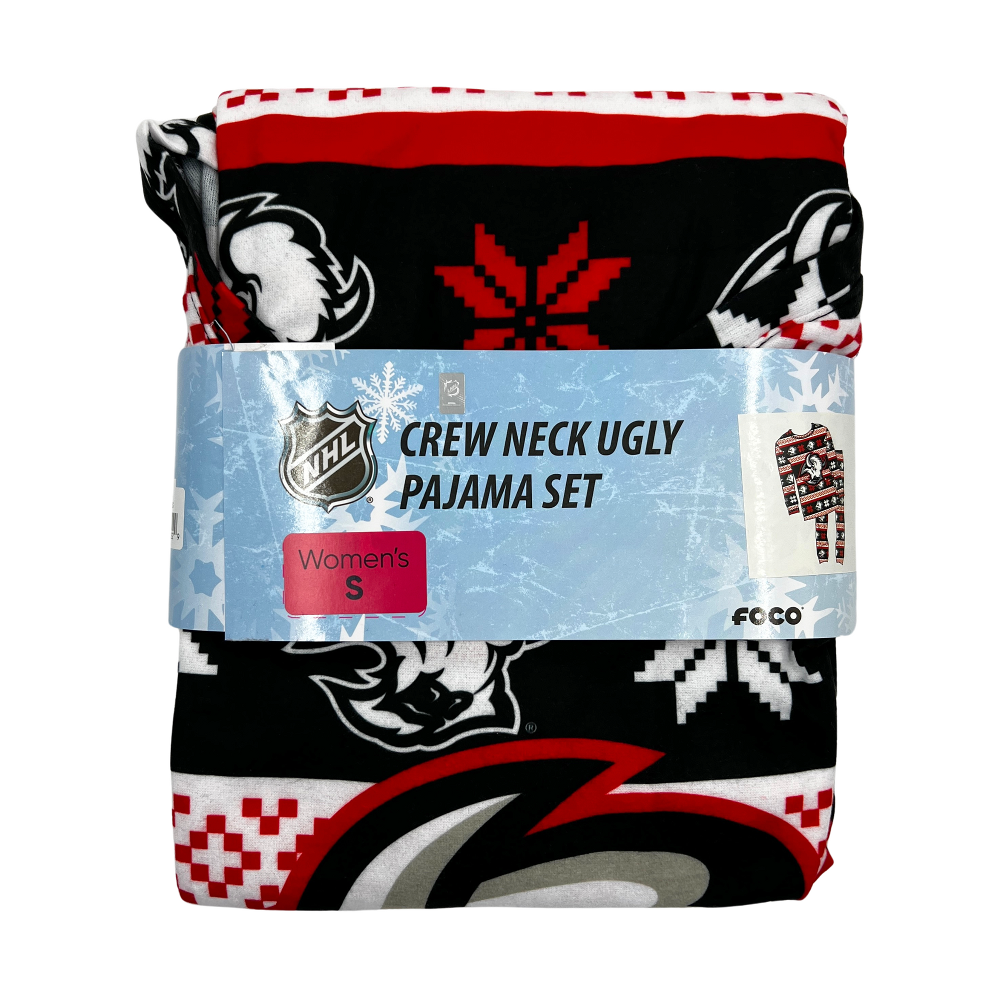 Buffalo Sabres Black &amp; Red Crew Neck Ugly Pajama Set