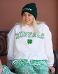 Women's Buffalo With Clover White Cropped Hoodie