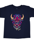 Youth Colorful Buffalo Head Navy Graphic T-Shirt