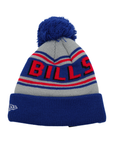 Youth New Era Buffalo Bills Gray With Blue & Red Stripes Knit Pom