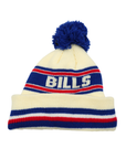 Youth New Era Buffalo Bills White With Blue & Red Stripes Knit Pom