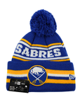 Youth New Era Buffalo Sabres Blue With Yellow & White Stripes Knit Pom