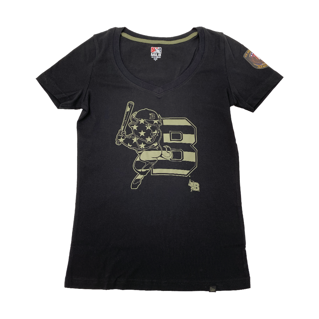 Women&#39;s New Era Bisons Armed Forced Black V-Neck T-Shirt