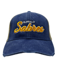 Buffalo Sabres Distressed Royal & Tan Adjustable Hat