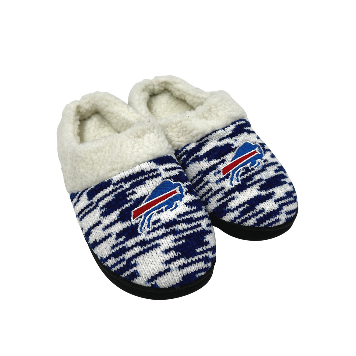 DETROIT LIONS NFL WOMENS SLIPPERS BLACK XL 11-12 FAUX FUR SHERPA LINED KNIT  NWT