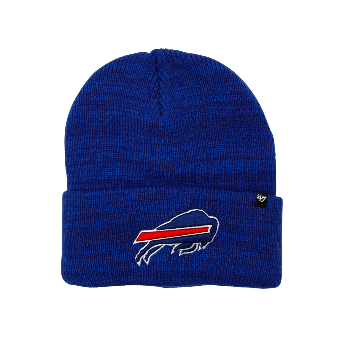 47 Brand BUFFALO BILLS Football Black MENS Winter Knit TASSLE Print Hat  *NEW*