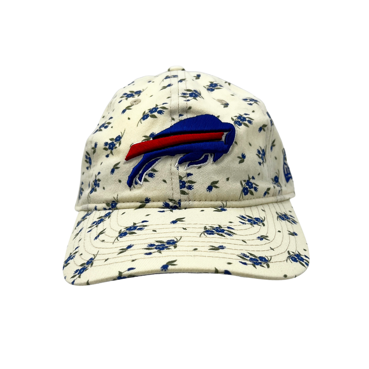 Youth Bills Ivory With Blue Flowers Adjustable Hat