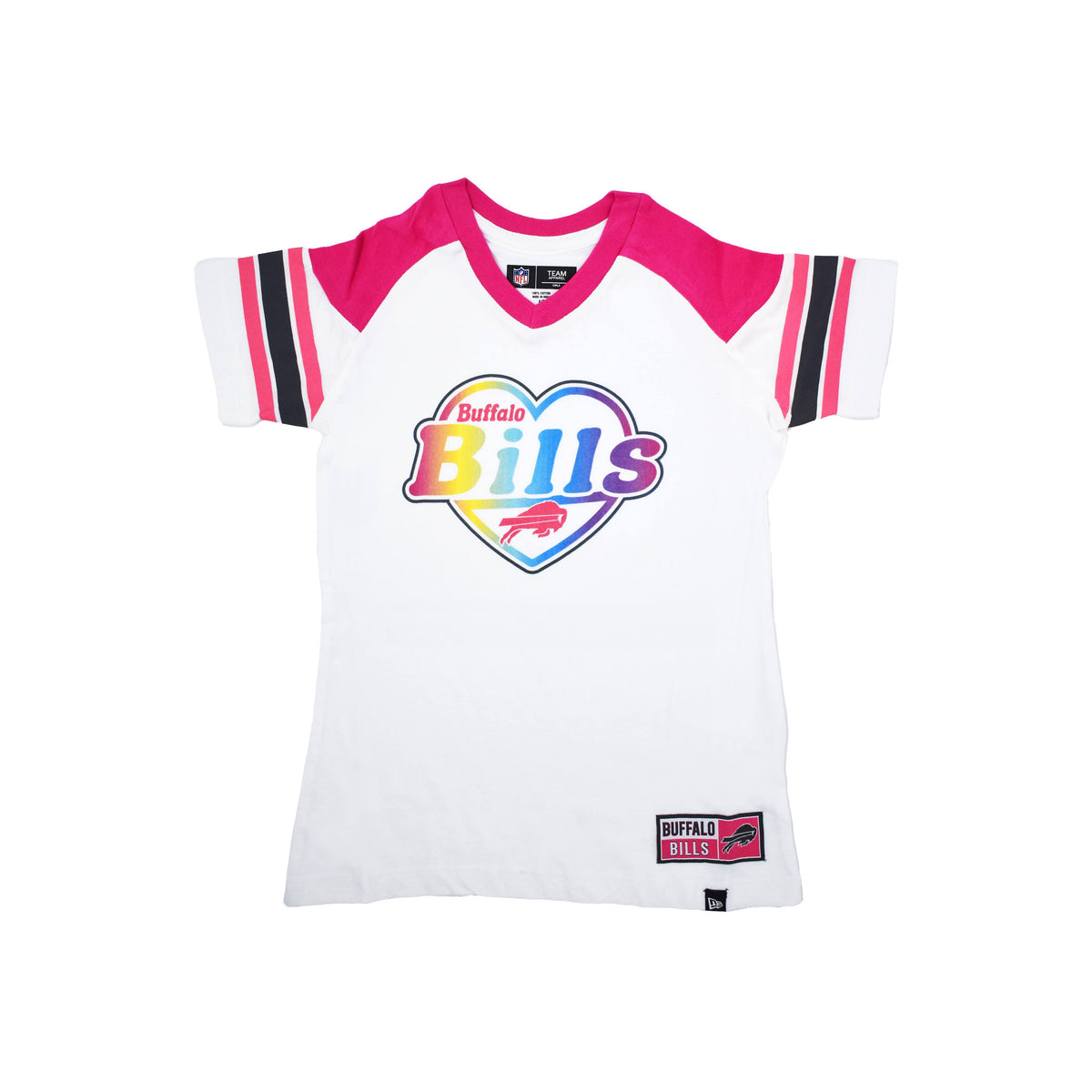 Girls Buffalo Bills Heart With Rainbow Colors Shirt