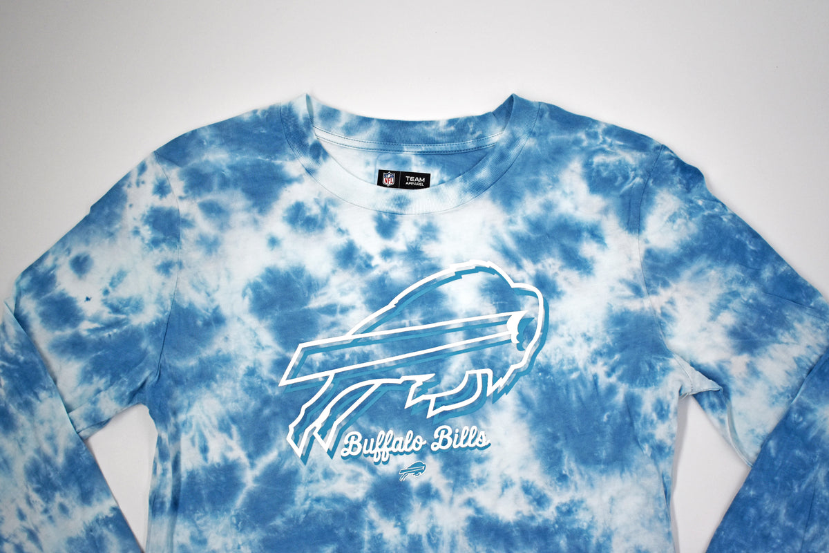 Women's Buffalo Bills Blue Tie Dye Charging Buffalo Crop Top