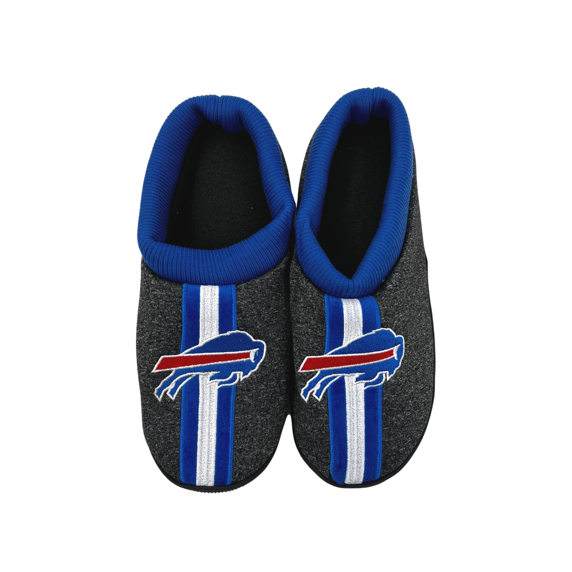 bflo store Buffalo Bills Men&#39;s Gray With Royal Blue Cuffs Slippers