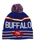 Buffalo Red, White, and Blue Knit Pom Pom Winter Hat