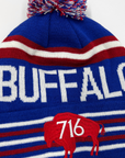 Buffalo Red, White, and Blue Knit Pom Pom Winter Hat