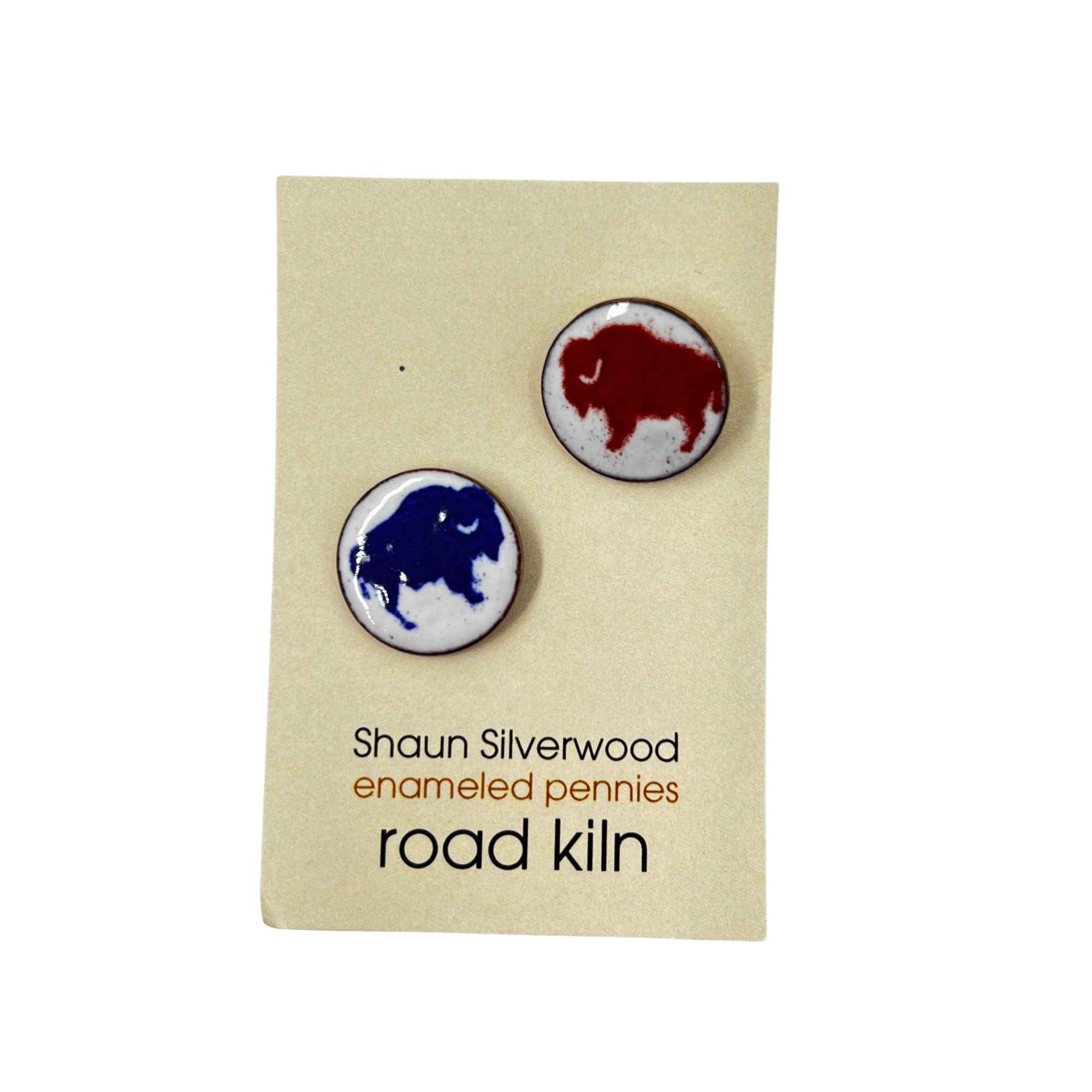 Shaun Silverwood Buffalo Red &amp; Blue Penny Cufflinks