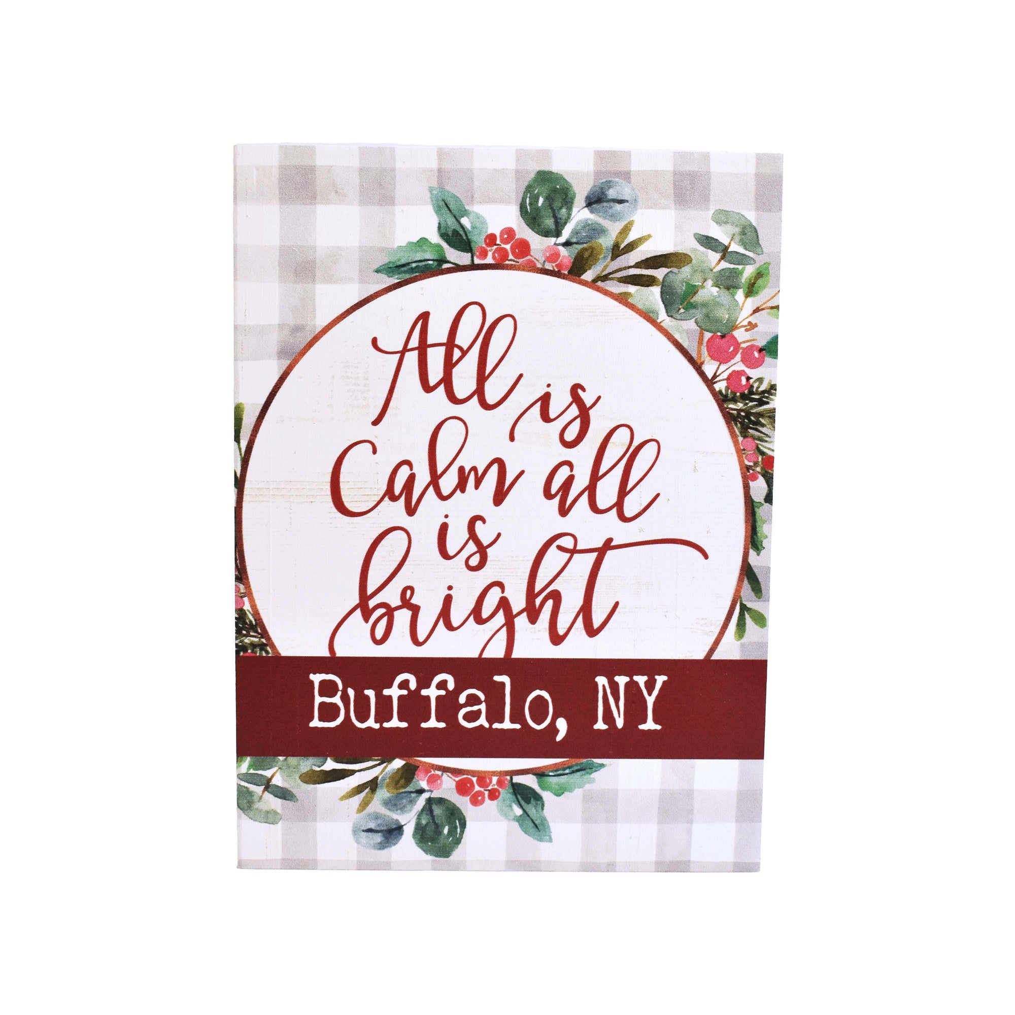 &quot;All is Calm, All is Bright. Buffalo, NY&quot; Wooden Sign - The BFLO Store