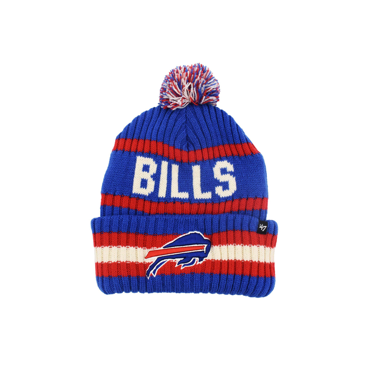 Buffalo Bills Blue and White Sideline Pom Pom Beanie