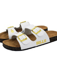 bflo store buffalo bills womens white and gold double buckle birkenstock sandal