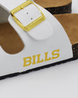 Women's Buffalo Bills White And Gold Double Buckle Sandal