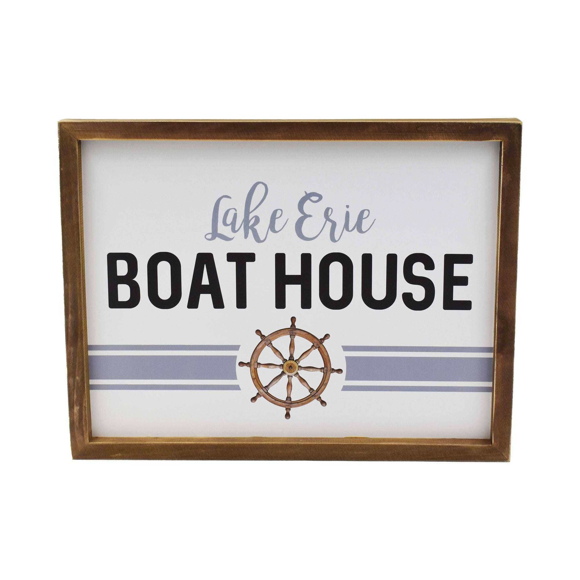 &quot;Lake Erie Boathouse&quot; Framed Wooden Sign